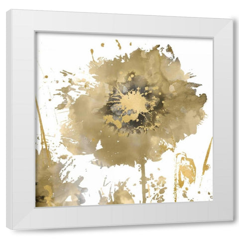 Flower Burst in Gold I White Modern Wood Framed Art Print by Austin, Vanessa