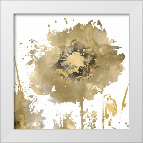 Flower Burst in Gold I White Modern Wood Framed Art Print by Austin, Vanessa