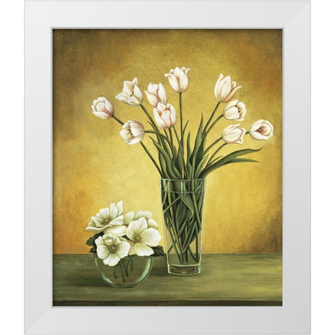 Tulipes blanches White Modern Wood Framed Art Print by Huntington, Virginia