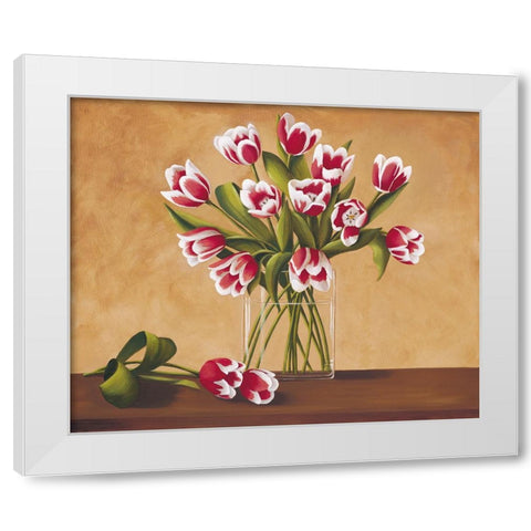 Tulipes dans un vase White Modern Wood Framed Art Print by Huntington, Virginia