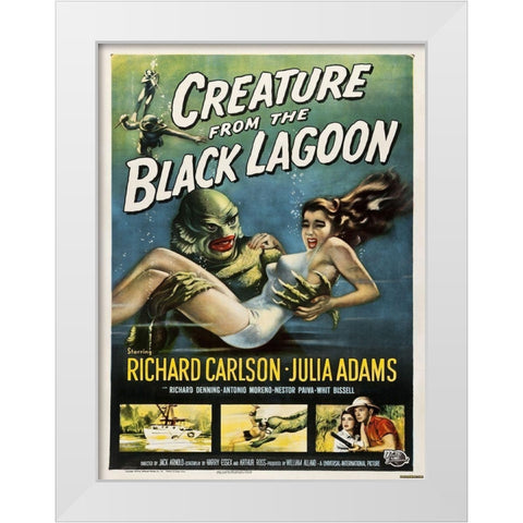 Creature From The Black Lagoon White Modern Wood Framed Art Print by Anonymous