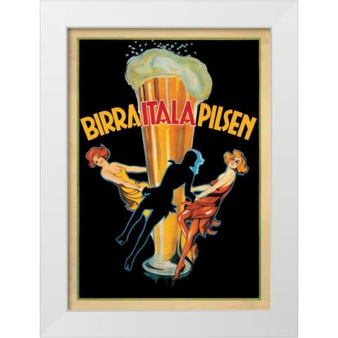 Birra Itala Pilsen-1920 ca White Modern Wood Framed Art Print by Anonymous