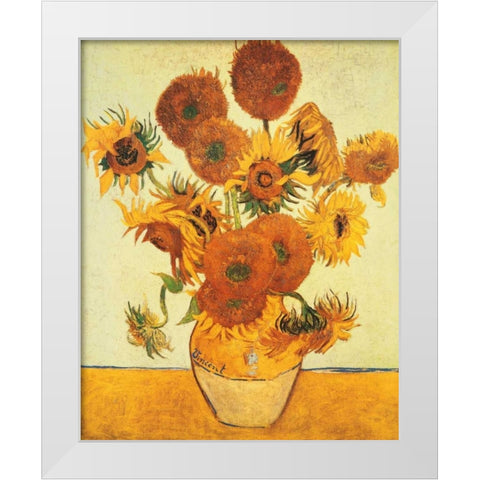I girasoli White Modern Wood Framed Art Print by Van Gogh, Vincent