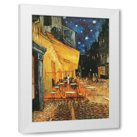 Cafe de nuit White Modern Wood Framed Art Print by Van Gogh, Vincent