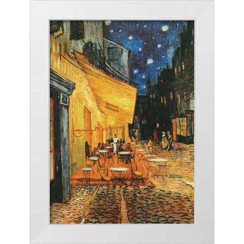 Cafe de nuit White Modern Wood Framed Art Print by Van Gogh, Vincent