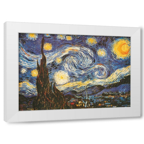 La notte stellata White Modern Wood Framed Art Print by Van Gogh, Vincent