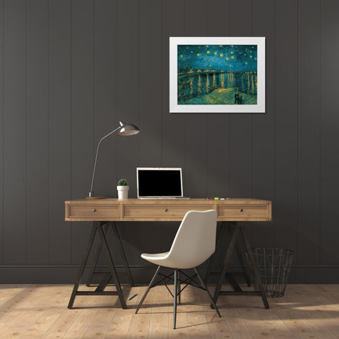La nuit toile-Arles White Modern Wood Framed Art Print by Van Gogh, Vincent