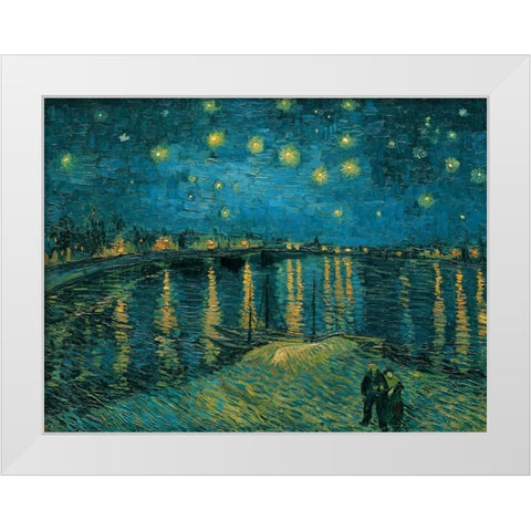 La nuit toile-Arles White Modern Wood Framed Art Print by Van Gogh, Vincent