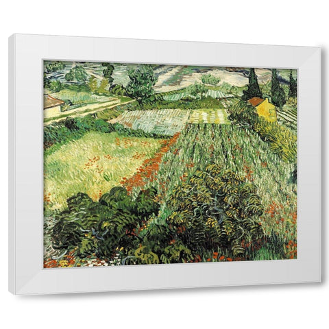 Feld mit Mohnblumen White Modern Wood Framed Art Print by Van Gogh, Vincent