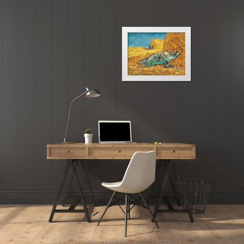 La Meridienne White Modern Wood Framed Art Print by Van Gogh, Vincent