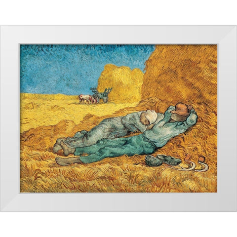 La Meridienne White Modern Wood Framed Art Print by Van Gogh, Vincent