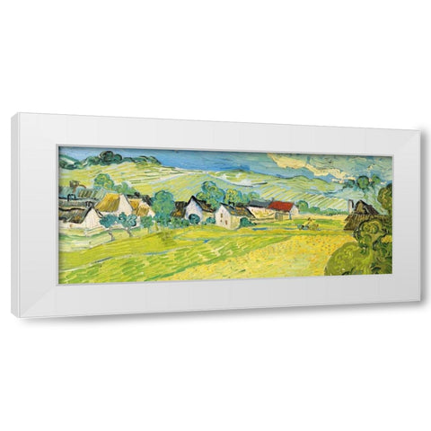 Vue ensoleille pres d Auvers White Modern Wood Framed Art Print by Van Gogh, Vincent