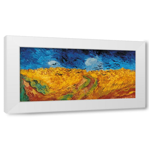 Wheat Field with Crows White Modern Wood Framed Art Print by Van Gogh, Vincent