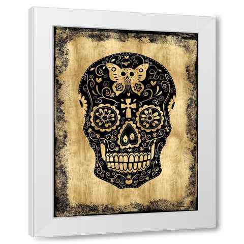 Day of the Dead in Black and Gold White Modern Wood Framed Art Print by Wagner, Martin