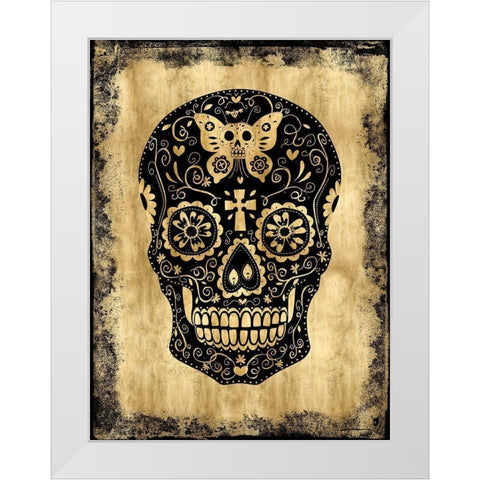 Day of the Dead in Black and Gold White Modern Wood Framed Art Print by Wagner, Martin