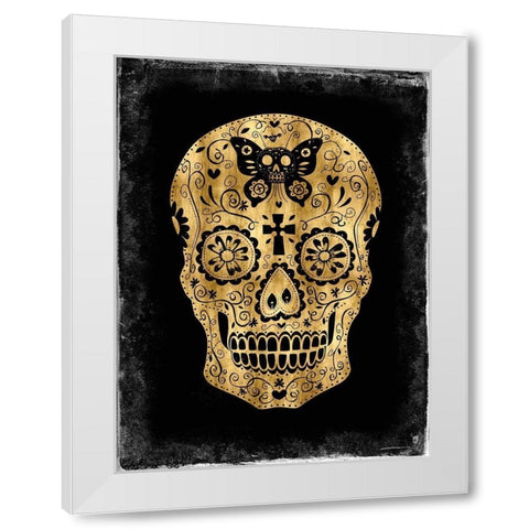 Day of the Dead in Gold and Black White Modern Wood Framed Art Print by Wagner, Martin