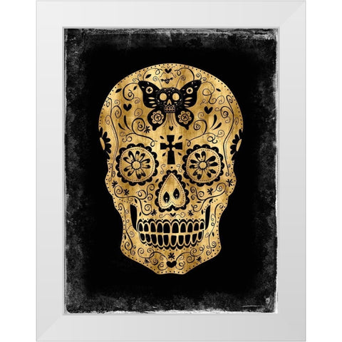 Day of the Dead in Gold and Black White Modern Wood Framed Art Print by Wagner, Martin