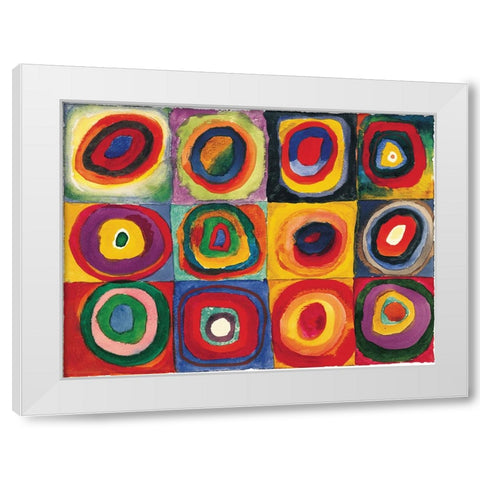Squares with Concentric Circ White Modern Wood Framed Art Print by Kandinsky, Wassily