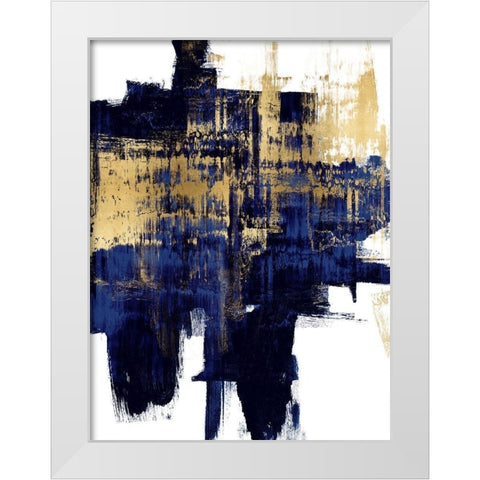 Dynamic Gold on Blue I White Modern Wood Framed Art Print by Wise, Alex