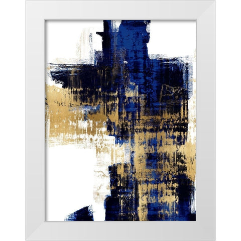 Dynamic Gold on Blue II White Modern Wood Framed Art Print by Wise, Alex