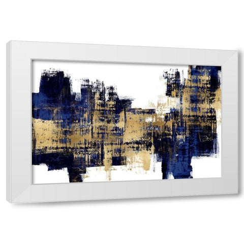 Vibrant Gold on Blue White Modern Wood Framed Art Print by Wise, Alex