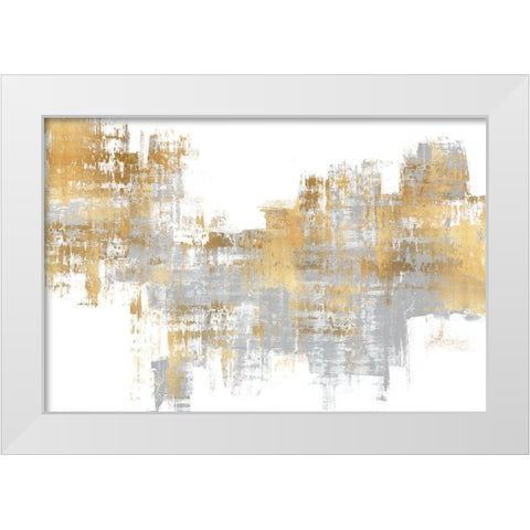 Dynamic Gold on Grey I White Modern Wood Framed Art Print by Wise, Alex