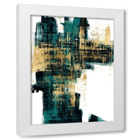 Infatuation Gold on Teal I White Modern Wood Framed Art Print by Wise, Alex