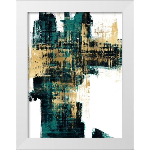 Infatuation Gold on Teal I White Modern Wood Framed Art Print by Wise, Alex