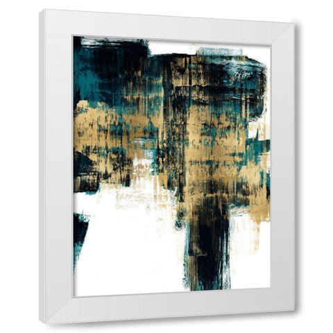 Infatuation Gold on Teal II White Modern Wood Framed Art Print by Wise, Alex
