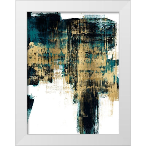 Infatuation Gold on Teal II White Modern Wood Framed Art Print by Wise, Alex