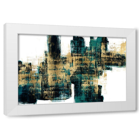 Vibrant Gold on Teal White Modern Wood Framed Art Print by Wise, Alex