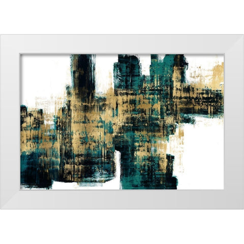 Vibrant Gold on Teal White Modern Wood Framed Art Print by Wise, Alex