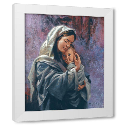 Mother and Child White Modern Wood Framed Art Print by Seward, James