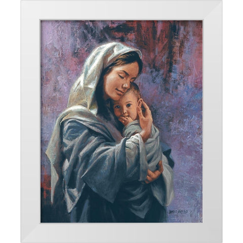 Mother and Child White Modern Wood Framed Art Print by Seward, James