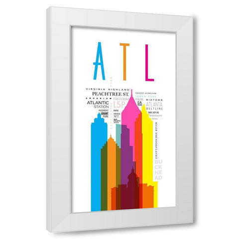Atlanta Streets City Signs White Modern Wood Framed Art Print by Somerset