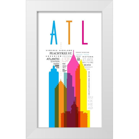 Atlanta Streets City Signs White Modern Wood Framed Art Print by Somerset