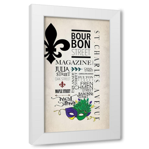New Orleans Streets Sign White Modern Wood Framed Art Print by Somerset