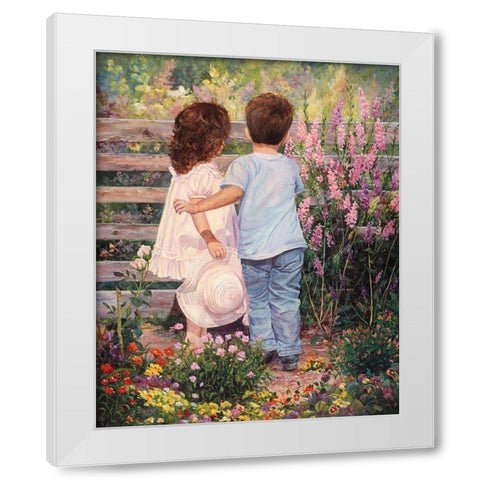 Flowers For The Lady White Modern Wood Framed Art Print by Dudley, June
