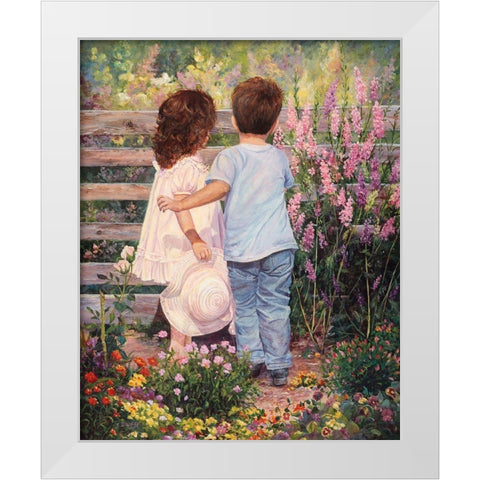 Flowers For The Lady White Modern Wood Framed Art Print by Dudley, June