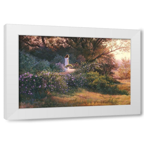 Morning Stroll White Modern Wood Framed Art Print by Dudley, June