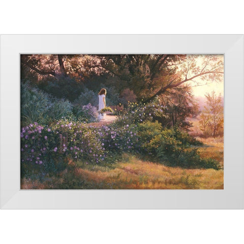 Morning Stroll White Modern Wood Framed Art Print by Dudley, June