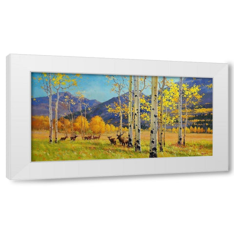 Elks Heaven White Modern Wood Framed Art Print by Kim, Gary
