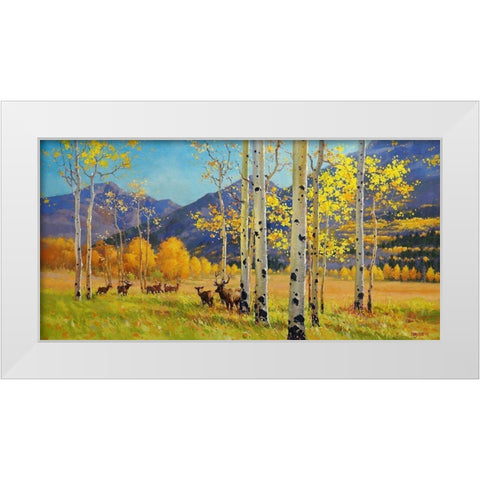 Elks Heaven White Modern Wood Framed Art Print by Kim, Gary