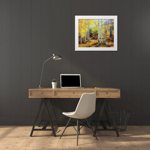 Aspen Cabin White Modern Wood Framed Art Print by Kim, Gary