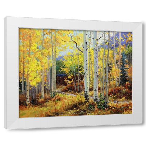 Aspen Cabin White Modern Wood Framed Art Print by Kim, Gary