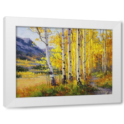 Trail through Golden Aspen White Modern Wood Framed Art Print by Kim, Gary