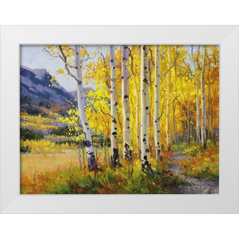 Trail through Golden Aspen White Modern Wood Framed Art Print by Kim, Gary