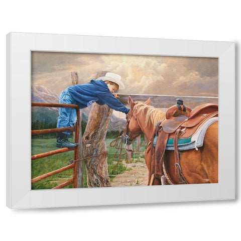 Give Me A Chance White Modern Wood Framed Art Print by Dudley, June