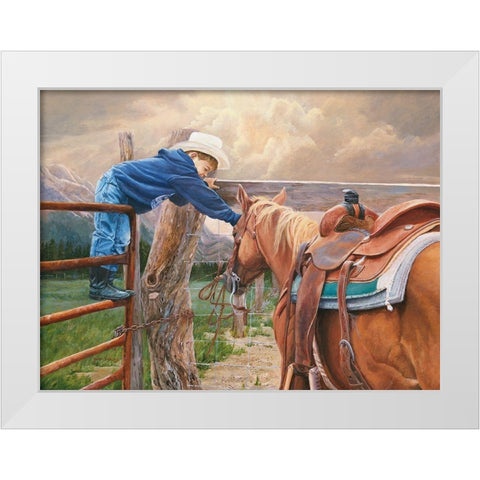 Give Me A Chance White Modern Wood Framed Art Print by Dudley, June