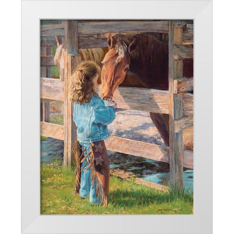 Morning Chores White Modern Wood Framed Art Print by Dudley, June